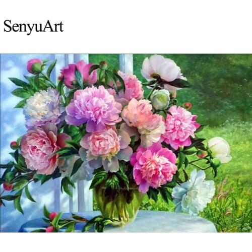 Embroidery Diamond Painting Full Round Drill Flower Picture Diamond Paintings Kit Wall Handmade Cross Stitch Drawing Decorations