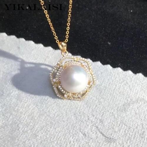 YIKALAISI 925 Sterling Silver Necklaces Jewelry For Women 11-12mm Oblate Natural Freshwater Pearl Pendants 2021 Wholesales