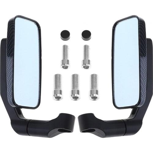 8/10mm Motorcycle Rearview Mirror Square Convex Side Mirrors Blue Glass For Harley Honda Suzuki Yamaha Kawasaki