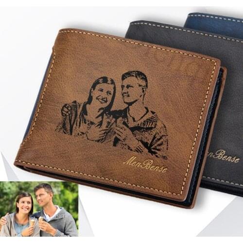 Picture Wallet Custom Engraving Wallet Frosted Retro Multifunction Wallets Multi Card Holder Leisure Coin Bag Fathers Day Gift