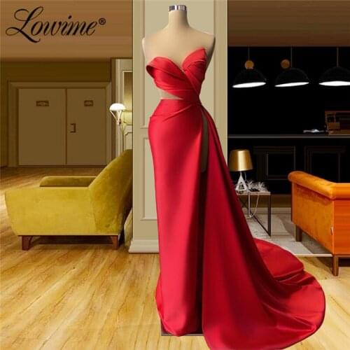 Robes Simple Red Party Dresses 2021 Plus Size Custom Made Satin Elegant Dubai Middle East Long Prom Dress Formal Evening Gowns