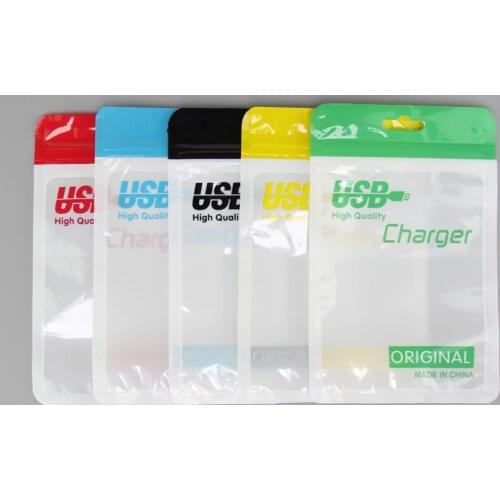 10.8*16.7cm Clear Plastic Hanging Packing Bags Resealable Retail Package Bags for Cell Phone Wall Charger