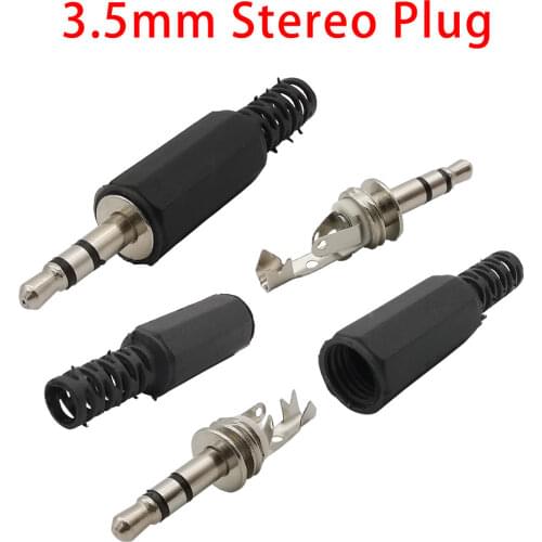 20Pcs/Lot 3.5mm Jack Plug HeadPhone Connectors Solder Type 3.5mm Male Mono Plug Single Channel DIY Audio Cable Extension Adapter