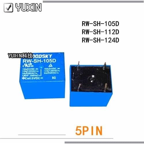 5PCS/LOT 100%Original&New Relay RW-SH-105D 5VDC RW-SH-112D 12VDC RW-SH-124D 24VDC RW SH 124D RW-SH-124D-12VDC 5PIN 10A