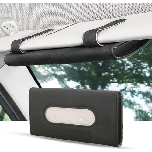 1PCS Car PU Leather Sun Visor Tissue Box Holder Seat Back Hanging Paper Towel Case Napkin Storage Bag for Car Interior Accessory