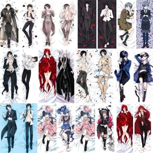 Black Butler Coscase Japan Anime Undertaker Grell Sutcliff Sebastian Ciel hugging Body pillowcase Dakimakura pillow cover case