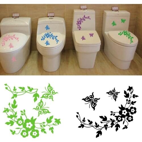 Toilet Decorative Sticker Butterfly Flower Vine Wall Stickers Decals