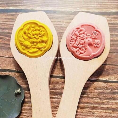 Mooncake Mold Chinese Traditional Mid-autumn Festival Moon Cake Mould Peacock Fish Shape Wooden Handmade Baking Tool Dropship