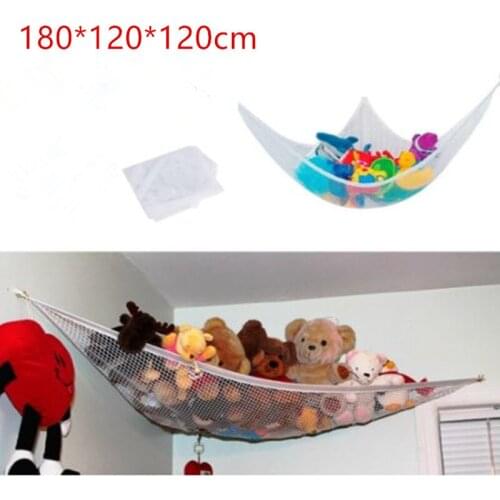 1PC Storage Hammock Children Room Toys OrganizerSundries Storage Holder Hanging Mesh Stuffed Animals Toy Net White
