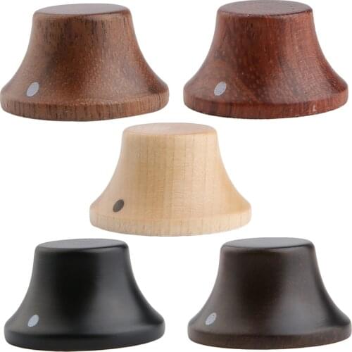 KAISH Wood Knobs LP/Strat Style Bell Knobs Guitar Bass Top Hat Wood Knob with Indicator Dot 5 Different Wood