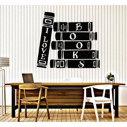 Book Store Library Vinyl Wall Stickers Reader Books Bibliophile Wall Sticker Decor Study Wallpaper Waterproof Mural SA220