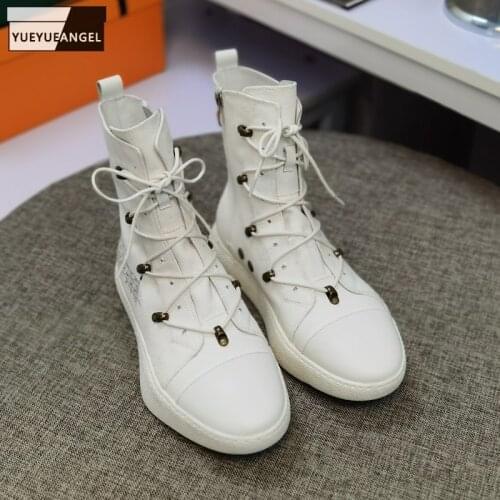 Harajuku Mens Lace Up High Top Canvas Shoes Thick Platform Casual Sneakers New Fashion Designer Man Skateboard Shoes Ankle Boots