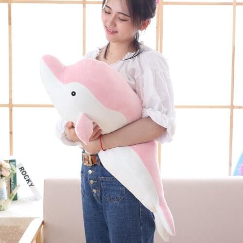 50-80cm Soft Dolphin Plush Toys Doll Stuffed Down Cotton Animal Pillow Kawaii Office Nap Pillow Kids Toy Valentine Gift for Girl