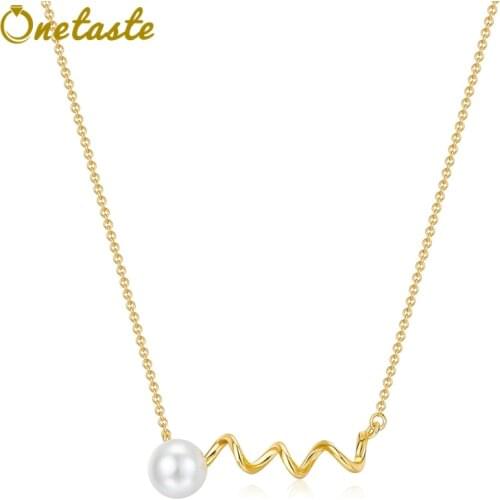 S925 Silver Gold Plated Shell Pearl Pendant Necklace ECG Wave Design Fine Jewelry Elegant Chic Chokers Necklaces Women Girl 2021