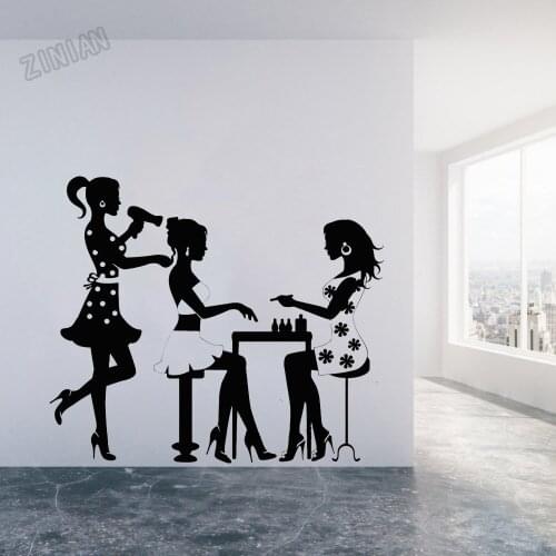 Hairdresser Manicurist Wall Stickers Decor Beauty Salon Shop Window Vinyl Art Wall Decals For Living Room Homr Decoration Y310