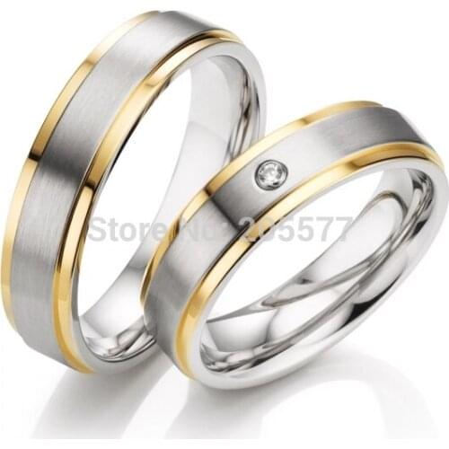 Usa size 5 to 13 luxury classic custom Handmade Gold Plating Inlay Pure health Titanium Wedding bands Couples Rings for lovers