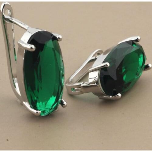 New Trend 2021 Oval Egg Shape Cubic Zircon Dangle Earrings White Gold Color Earrings For Women Trendy Party Fashion Jewelry