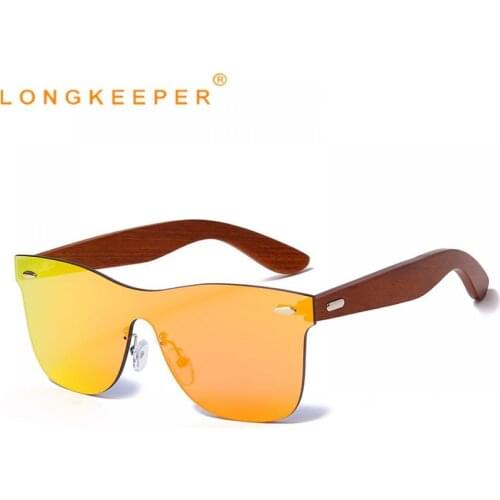 Classic Wood Sunglasses Men Women Brand Design Square Bamboo Mirror Sun Glasses Retro Rimless Oversize Oculos de sol masculino