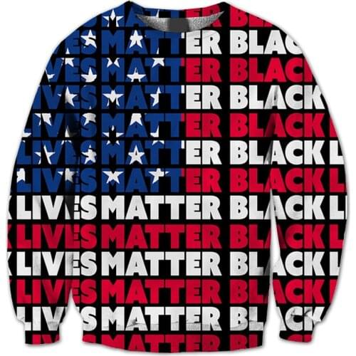 REAL American US SIZE ALL BLACK LIVES MATTER Sublimation Print Plus Size Crew Neck Sweatshirt