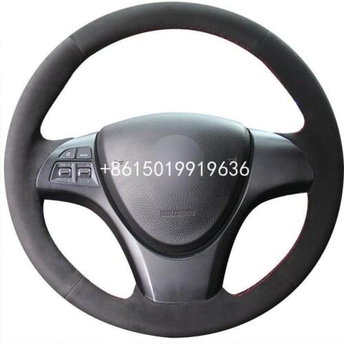 Top Black Suede Leather Car Steering Wheel Hand-stitch on Wrap Cover For Suzuki kizashi 2010