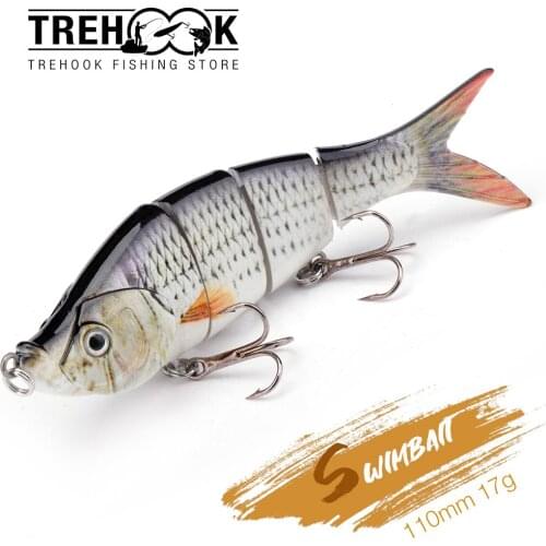 TREHOOK 110mm 17g Lifelike Fish Gills 4-segments Jointed Bait Fishing Lure Sinking Wobblers For Pike Swimbait Crankbaits Fishing