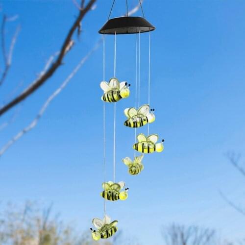 Outdoor Solar Light Wind Chime Light Garden Light Garden Decoration Light Bee Decoration Landscape Light Warm White And Colorful