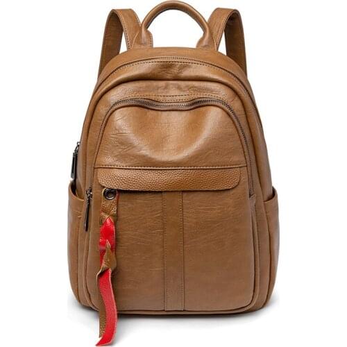 Vintage Backpack Female Brand Leather Women Backpack Large Capacity School Bag for Girls Leisure Shoulder Bags for Women C1665