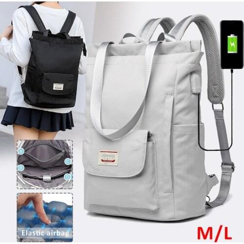 Waterproof Stylish Laptop Backpack women 13 13.3 14 15 inch Korean Fashion Oxford Canvas USB College Back pack bag female