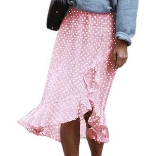 Polka Dot Printed Women Skirt Midi Fashion Wrap Smooth Irregular High Waist Skirt Frills Bohemia Streetwear Миниюбки 2021