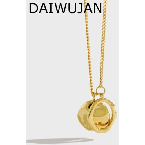 925 Sterling Silver Irregular Round Pendant Necklace For Women Hammered Gold Simple Textured Concave Coin Medallion Necklaces