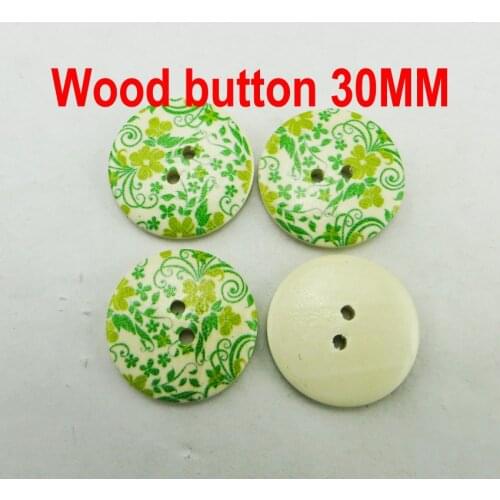 10PCS 30MM Green Flower Painting Wood Wooden Buttons Boots Coat Sewing Clothes Accessory 328-mcb