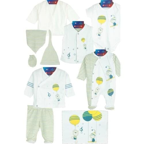 Newborn Baby Boy 10 Piece Hospital Output The Zibin Set Balloon pattern 100% Cotton Baby Hospital Outfit Baby Set 0-3 9,9-12months