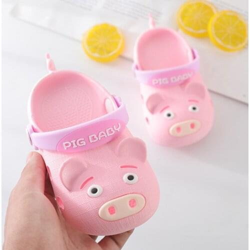 2019 Baby Girls Boys Sandals Children Baby Pig Pattern Lovely Slippers Summer Cartoon Shoes Non-slip PVC Soft Beach Pig Sandals