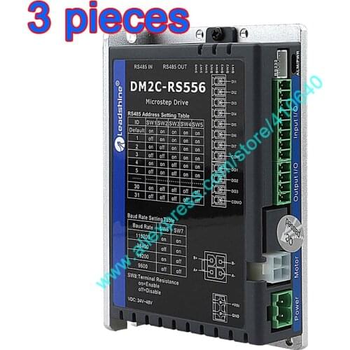 3 Pcs New Generation Leadshine DM2C-RS556 integrated driving and control Open loop stepper motor driver with 485 communication