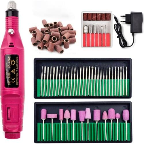 1 Set Portable Electric Nail Drill Machine Manicure Set Pedicure Nail Gel Remover File Professional Strong Nail Polishing Tools