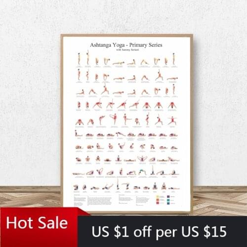 Ashtanga Yoga Primary Series Yoga Poster Canvas Painting Prints Yoga Room Wall Art Decor Girls Fitness Gifts Gym Room Decor