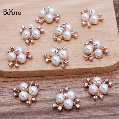 BoYuTe (50 Pieces/Lot) 6MM Pearl Beads Inlaid 9*20MM Flower Materials Factory Supply DIY Handmade Accessories Parts