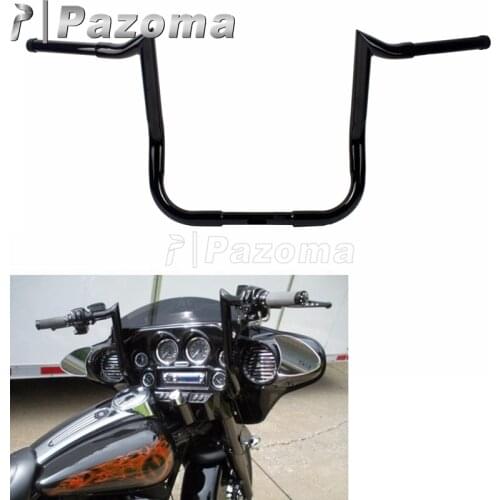 Black Motorbikes 12" 14" 16" Rise Monkey Bar Handlebars for Harley Custom Dressers Touring with Batwing Fairing 1982-2017