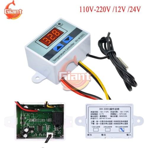XH W3001 Digital Temperature Controller 110V 220V 12V 24V Microcomputer Thermostat Thermoregulator Aquarium Water Temp Regulator