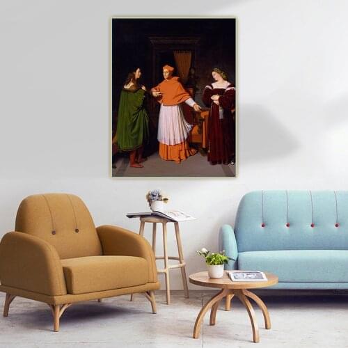Citon Ingres《The Betrothal of Raphael and the Niece of Cardinal Bibbiena》Canvas Art Oil Painting Wall Decor Home Decoration