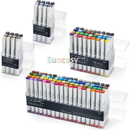 Copic Sketch 24 36 72 Color Set ,dual Tip MEDIUM BROAD and SUPER BRUSH, Alcohol Oil-based, Cartoon Design Marker Art Supplies