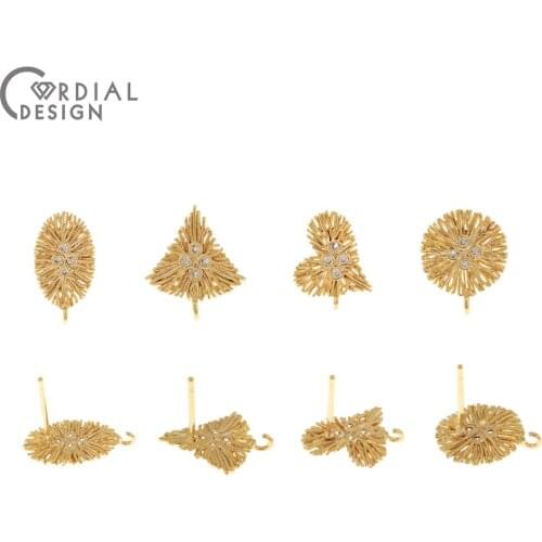 Cordial Design 30Pcs Jewelry Accessories/Hand Made/Geometry Shape/Genuine Gold Plating/CZ Earrings Stud/DIY Jewelry Making