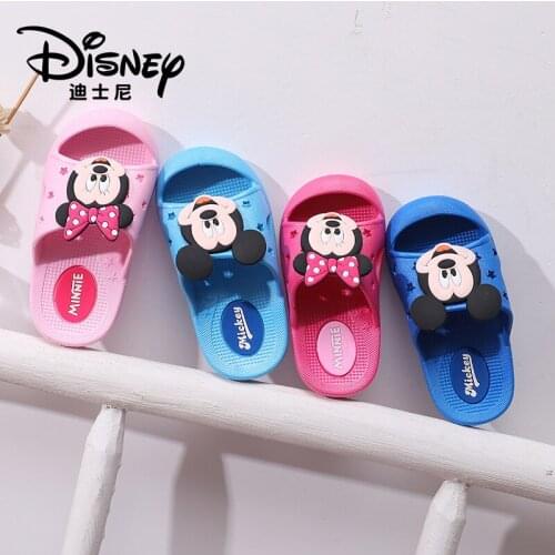 Disney Childrens sandals Mickey Minnie cartoon slippers home shoes Kids Baby Casual Beach shoes 1~4 years old Anti-kick toe cap