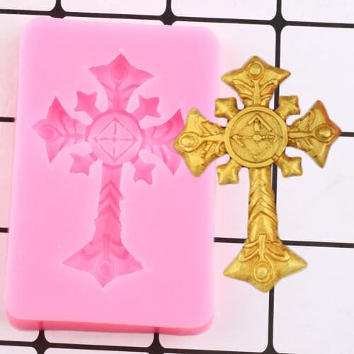 DIY European Vintage Cross Silicone Mold Cupcake Topper Fondant Cake Decorating Tools Candy Resin Clay Chocolate Gumpaste Moulds