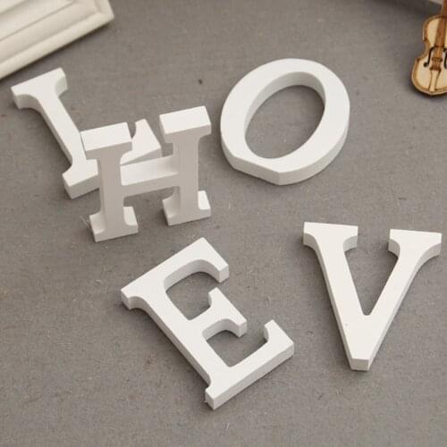 Home Decor 8cm Wooden White Letters Table Ornaments Decoration Crafts Thick Wood Alphabet Name Wall Art Improvement Souvenir