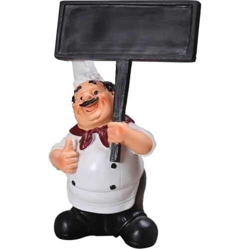 1 Pc Resin Blackboard Chef Figure Welcome Ornament For Shop Hotel Decor