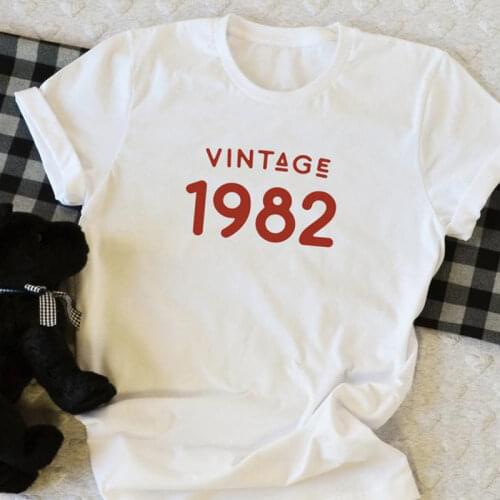 Vintage 1982 T-Shirt Women 39 Years Old 39th Birthday Gift Girls Mom Wife Daughter Party Top Tshirt Cotton Streetwear Tee Shirt
