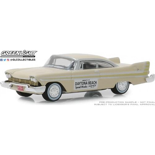 GreenLight 1:64 1957 Plymouth Fury Cream "Daytona Beach Speed alloy toy car toys for children diecast model car Birthday gift