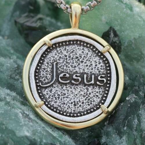 Christian Necklace Jesus Pendant Men Baptism Sobriety Gift Faith Hope Jesus Love Religious Jewelry