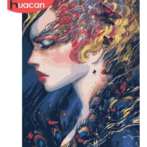 HUACAN Paint By Number Girl Hand Painted Painting Art Gift DIY Pictures By Numbers Portrait Kits Drawing On Canvas Home Decor